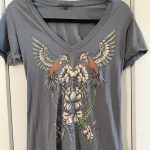 Truly Madly Deeply dove bird floral T-shirt MED